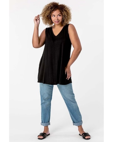 Roman Curve Plain V-Neck Vest Top