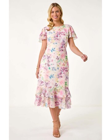 Roman Petite Floral Double Frill Dress
