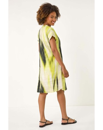 Roman Abstract Printed Linen Shift Dress