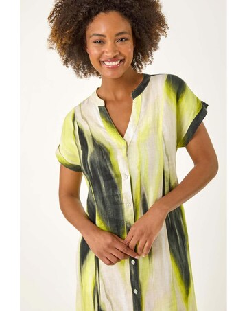 Roman Abstract Printed Linen Shift Dress