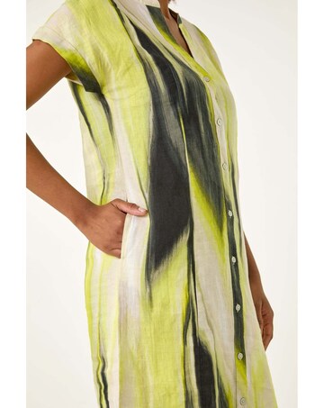 Roman Abstract Printed Linen Shift Dress