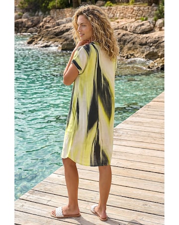 Roman Abstract Printed Linen Shift Dress