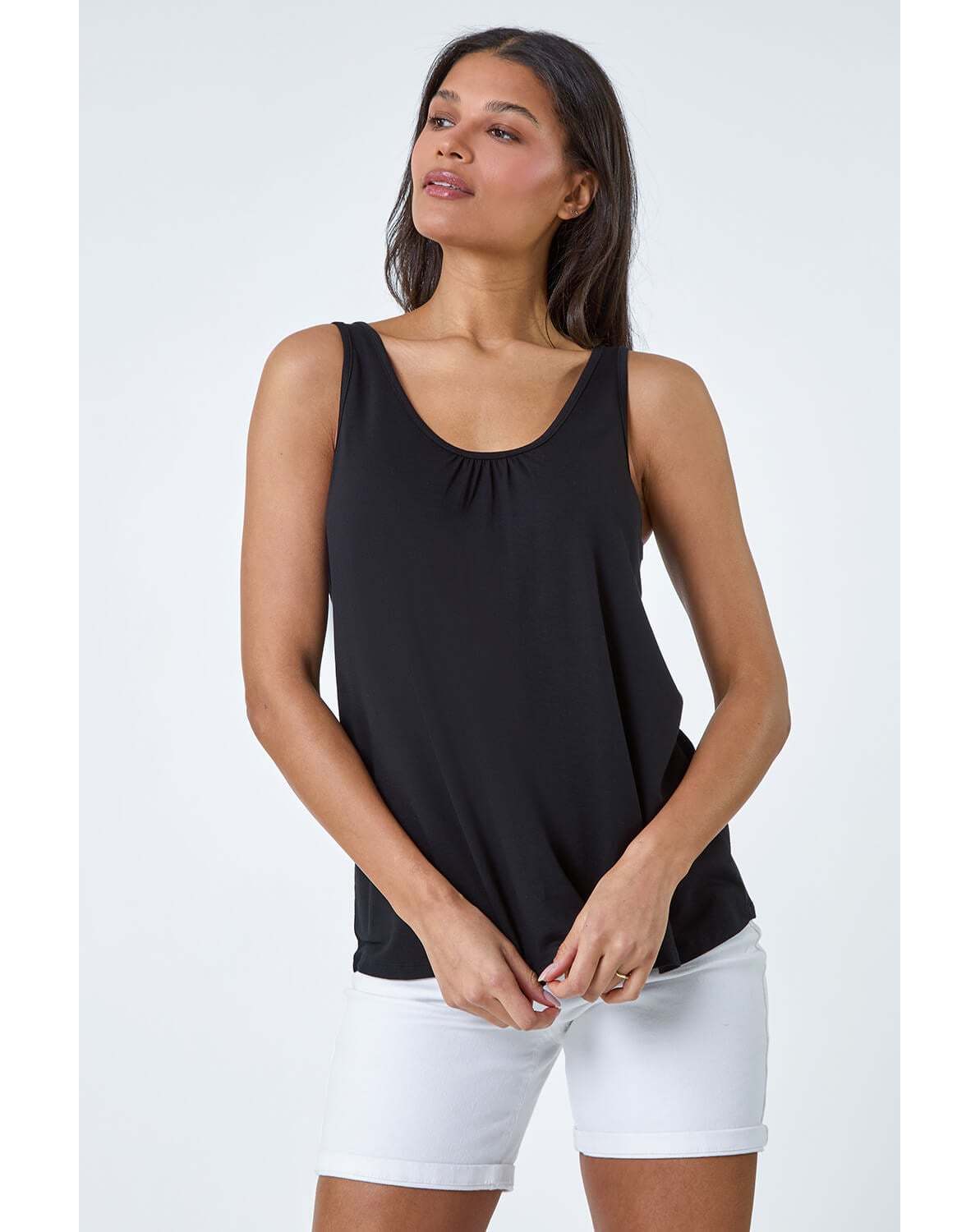 New In - Roman Plain V-Neck Stretch Jersey Top