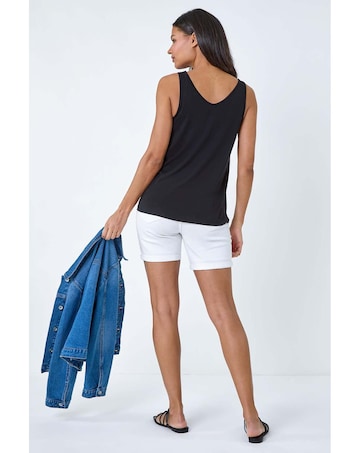 Roman Plain V-Neck Stretch Jersey Top