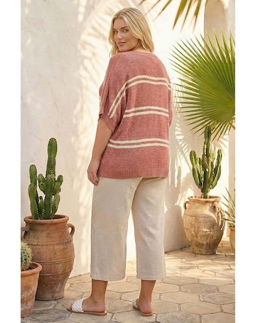 Roman Curve Stripe V-Neck Knit Jumper