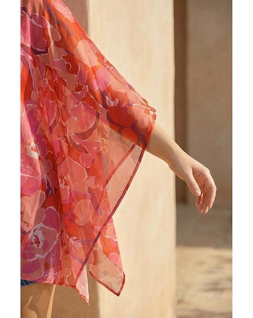 Roman Curve Floral Chiffon Hanky Hem Top