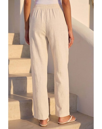 Roman Elastic Tie Waist Linen Trouser