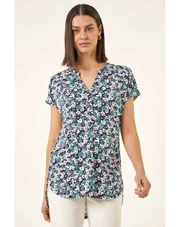 Roman Textured Floral Print Top