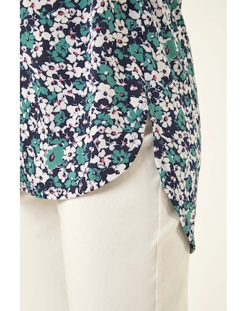 Roman Textured Floral Print Top