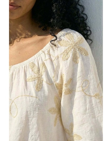 Roman Floral Embroidered Bardot Top