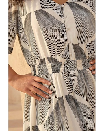 Roman Curve Abstract Button Detail Dress