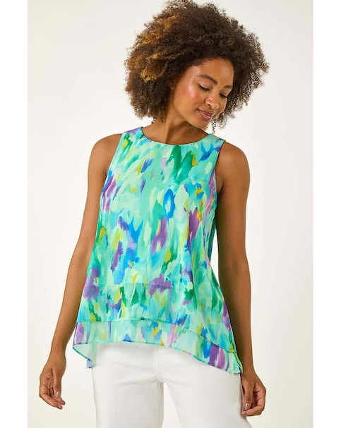 Roman Blurred Double Layered Vest Top