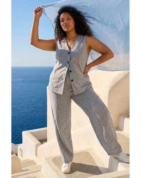 Roman Curve Textured Wide Leg Trousers