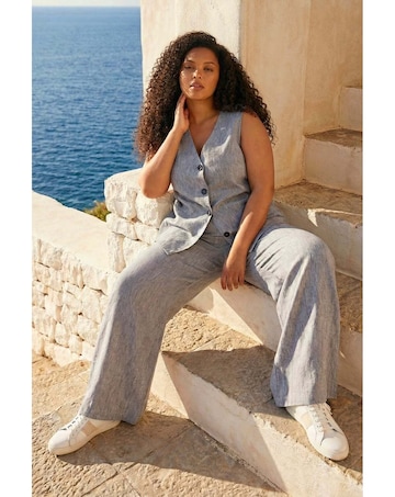 Roman Curve Textured Wide Leg Trousers