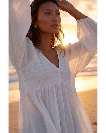 Roman Shirred V-Neck Top