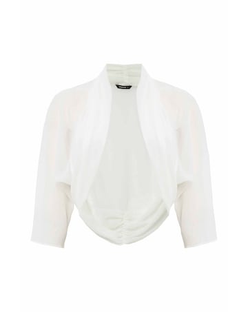 Roman 3/4 Sleeve Ruched Chiffon Bolero