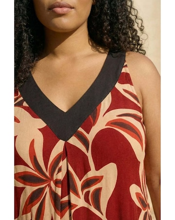 Roman Curve Floral Print V-Neck Dress