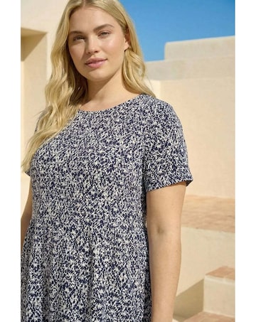 Roman Curve Print Gathered Waist Top