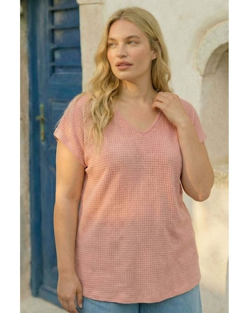 Roman Curve Textured V-Neck Tunic Top