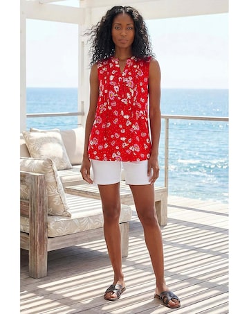 Roman Ditsy Floral Print Pintuck Top