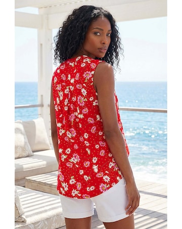 Roman Ditsy Floral Print Pintuck Top