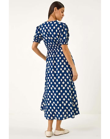 Roman Spot Print Button Midi Dress
