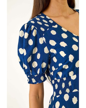 Roman Spot Print Button Midi Dress