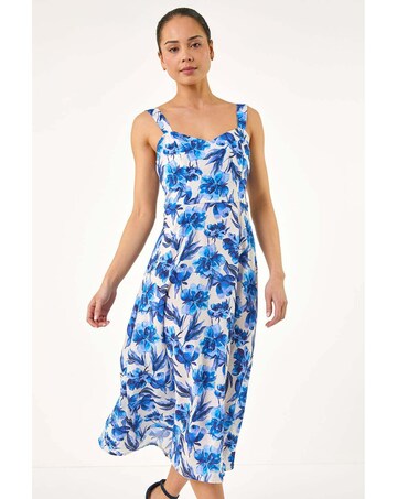 Roman Petite Floral Strappy Midi Dress