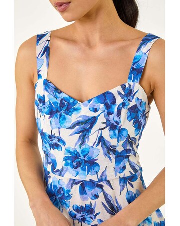 Roman Petite Floral Strappy Midi Dress