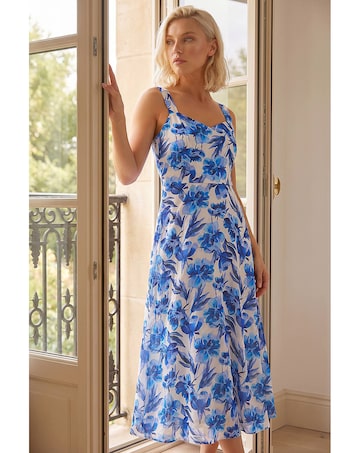 Roman Petite Floral Strappy Midi Dress