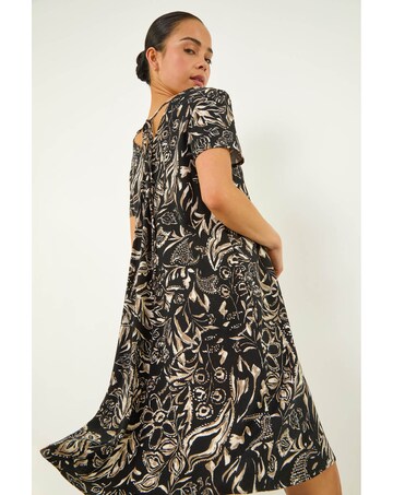 Roman Petite Print V-Neck Swing Dress