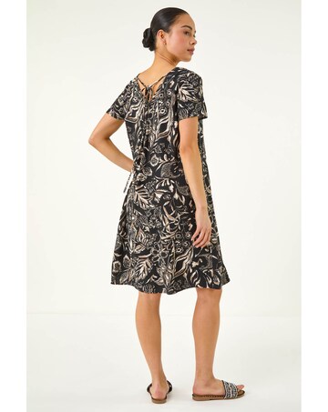 Roman Petite Print V-Neck Swing Dress