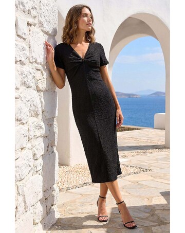 Roman Petite Textured Twist Midi Dress