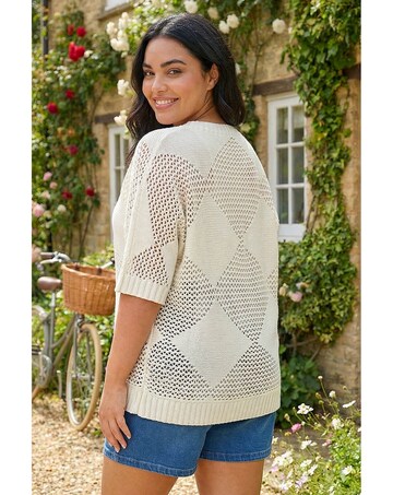 Roman Curve Metallic Diamond Knit Top