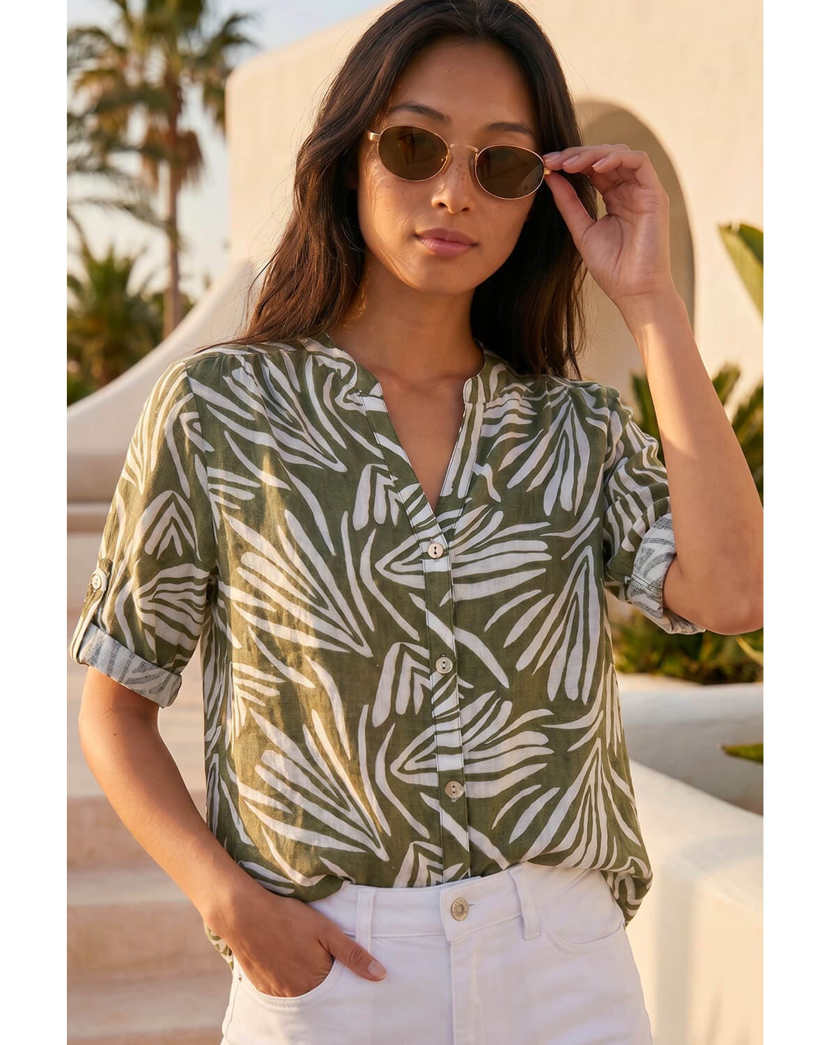 New In - Roman Petite Abstract Button Up Blouse