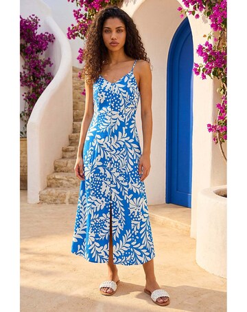 Roman Petite Leaf Strappy Midi Dress
