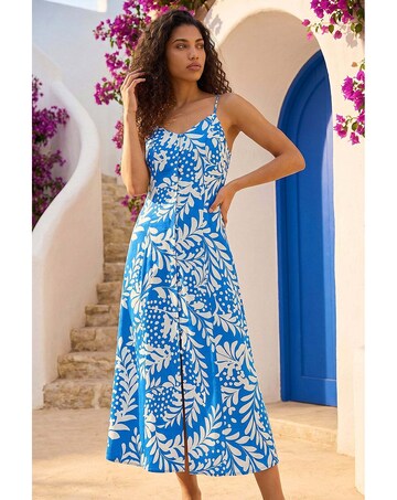 Roman Petite Leaf Strappy Midi Dress
