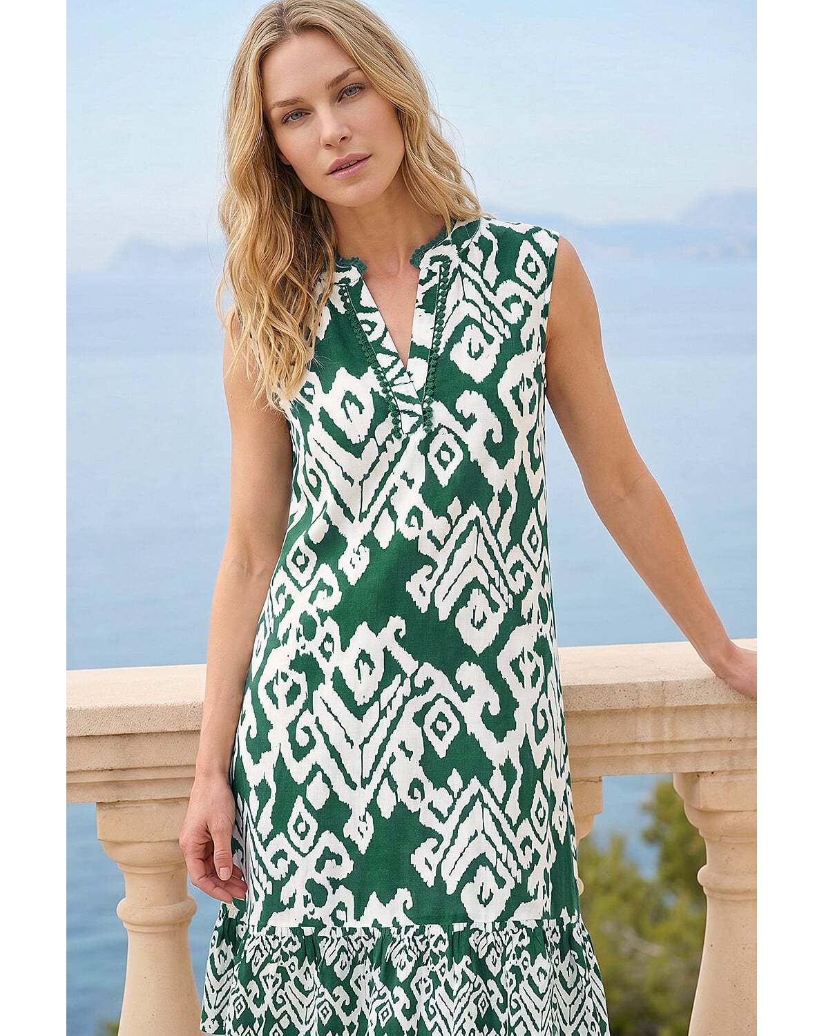 New In - Roman Petite Aztec Frill Hem Dress