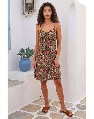 Roman Petite Paisley Tassel Front Dress