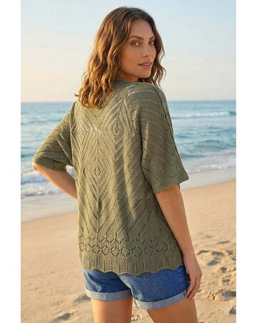 Roman Petite Pointelle Knit Cardigan
