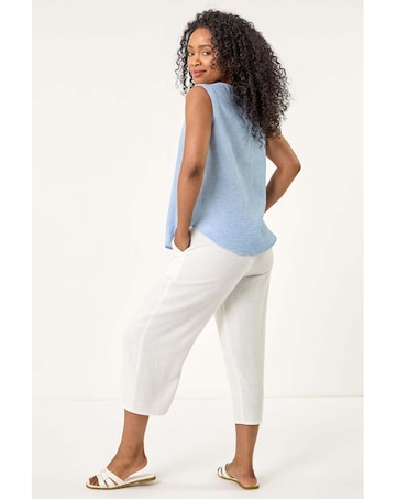 Roman Petite Buttoned Sleeveless Blouse