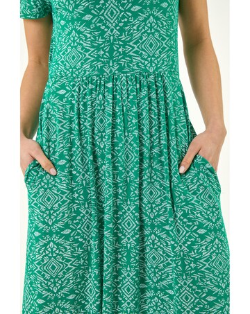 Roman Petite Aztec Gathered Dress