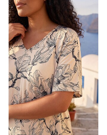Roman Curve Floral Print Oversized Top
