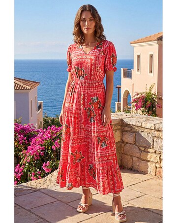 Roman Petite Abstract Print Midi Dress