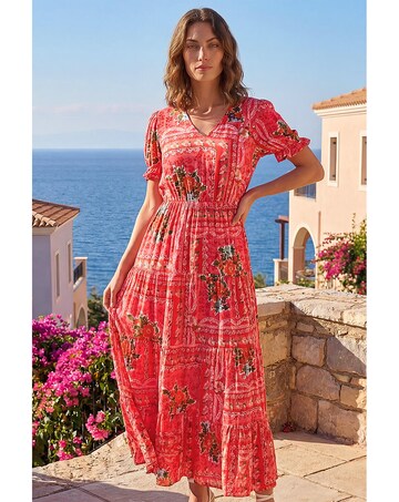 Roman Petite Abstract Print Midi Dress