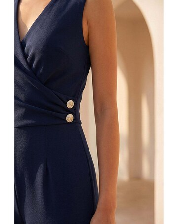 Roman Petite V-Neck Full Length Jumpsuit