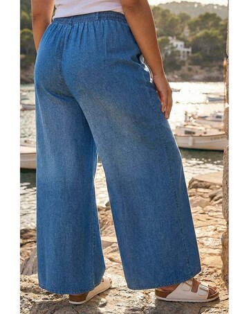 Roman Curve Tie Waist Denim Trouser