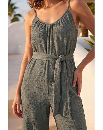 Roman Petite Textured Cropped Jumpsuit