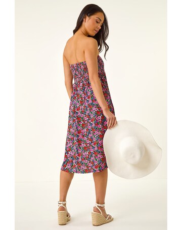 Roman Petite Floral Shirred Midi Skirt
