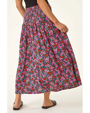 Roman Petite Floral Shirred Midi Skirt